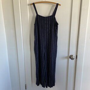 Navy Striped Linen-Blend Uniqlo Jumpsuit